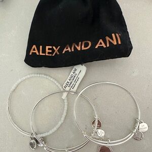 Alex and Ani Silver and White Charm Bracelets